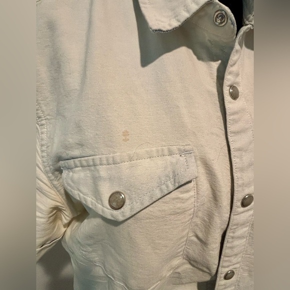 JOHN VARVATOS Chambray Bleached Denim Western Style S/S Snap Button Shirt M’s S - Picture 5 of 8